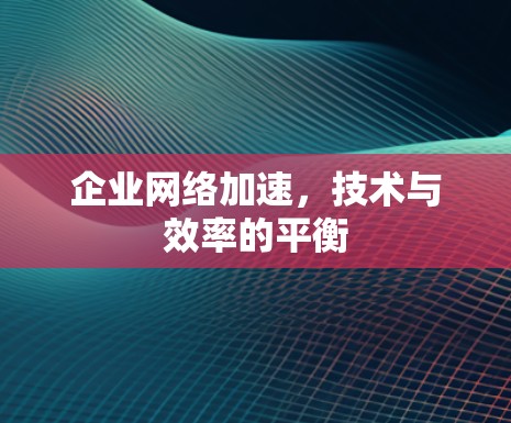企业网络加速，技术与效率的平衡