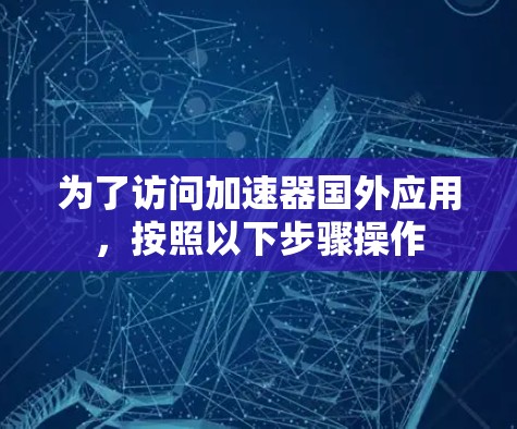 为了访问加速器国外应用，按照以下步骤操作