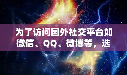为了访问国外社交平台如微信、QQ、微博等，选择合适的加速器是关键。以下是一些推荐的选择