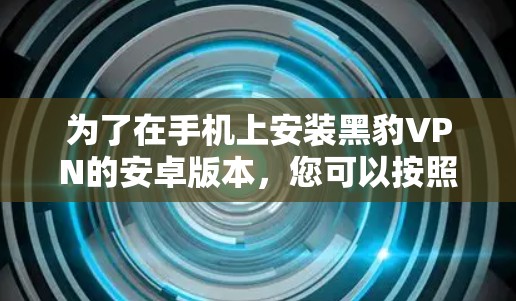 为了在手机上安装黑豹VPN的安卓版本，您可以按照以下步骤进行操作